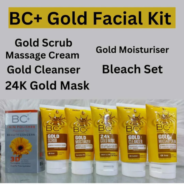 Frequent use of gold fascial not only removes the fine lines on the face but also rejuvenates the face by resorting the lost moisture of the skin. 1.Gold Cleanser 2.Gold Massage Cream 3.Gold Moisture 4.Gold Scrub 5.Gold Mask 6.Gold Skin Polisher